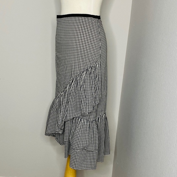 Ann Taylor gingham plated/ ruffle skirt - Picture 3 of 8